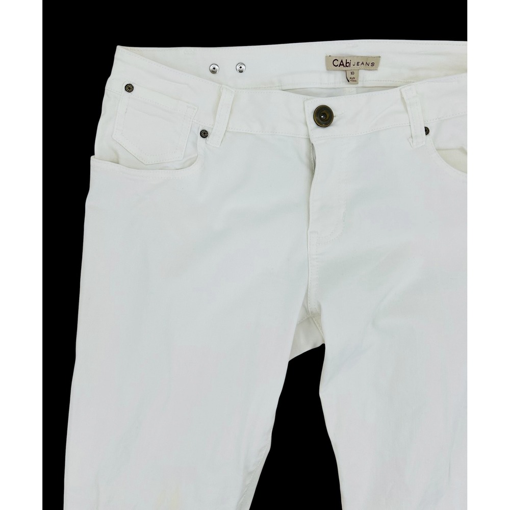 Cabi Jeans Womens White Straight Leg Denim Pants Size 10 - Picture 3 of 7
